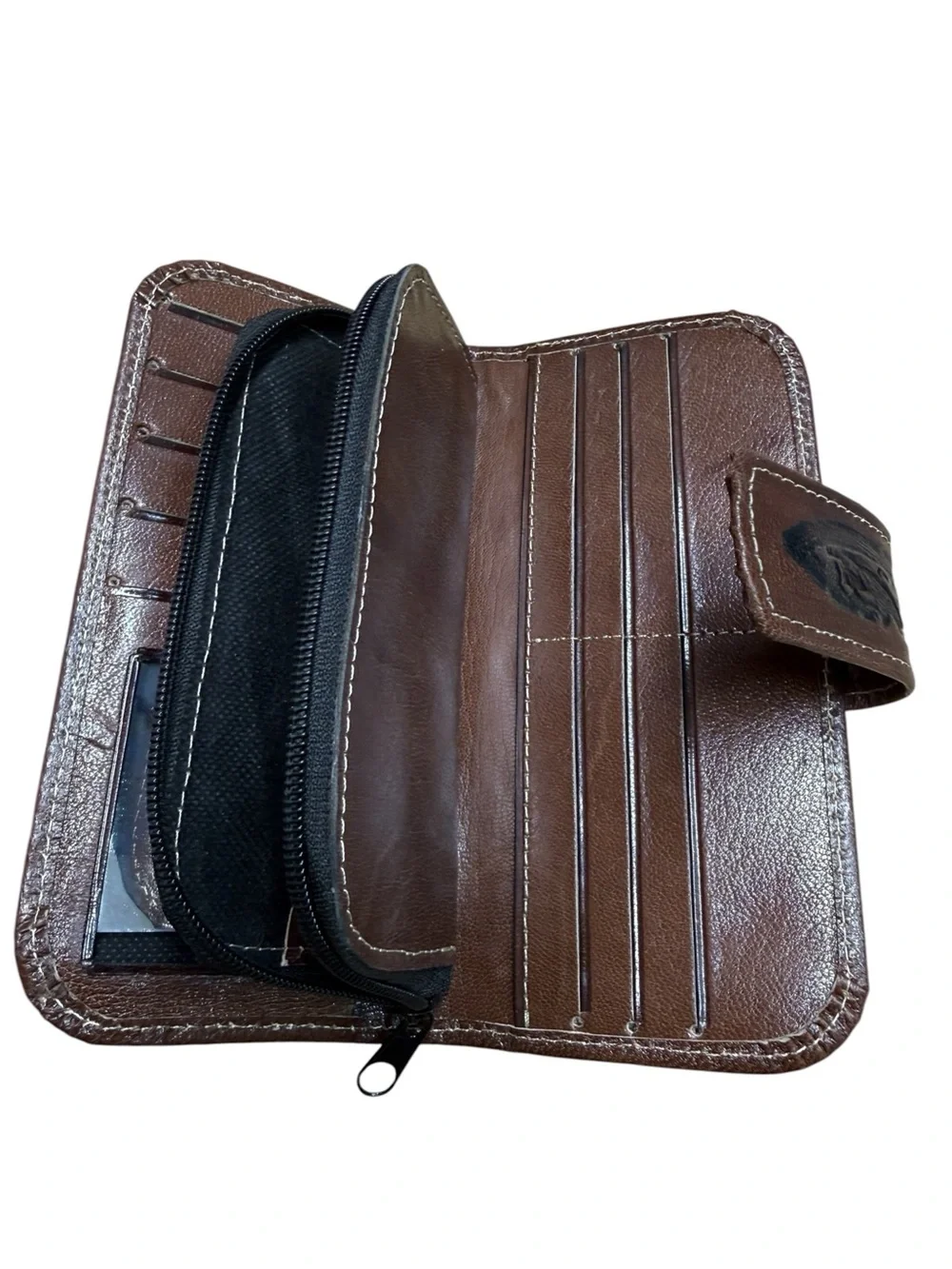 Mexican leather embossed wallet Brown